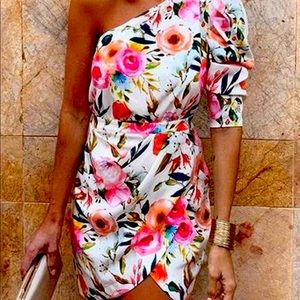 Floral Printed One Shoulder Dress